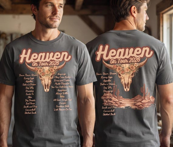 Vintage Western Country Music Heavenn Tour Graphic Comfort Colors 1717 Unisex Tee