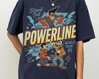 Vintage Disney A Goofy Movie Powerline Stand Out World Tour Shirt, Disneyland Family Matching Tees, Disney Magic Kingdom Birthday 2026 Tee