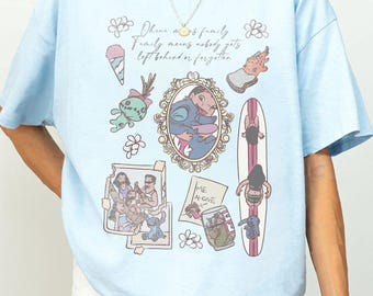 Disney Blue Monster T-Shirt, Magical Cartoon Character Shirt, Theme Park Outfit, Stitch and Lilo Inspired Tee, Disney Ohana Family Means Tee