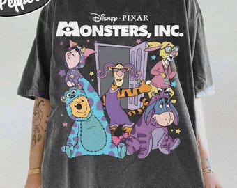 Camisetas retro de Winnie the Pooh y Monsters Inc. para cosplay, camiseta de Pooh y sus amigos, camiseta de Monsters Inc., camisetas de viaje a Disney, camiseta de Halloween de Disney.