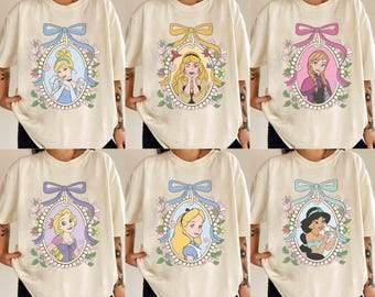 Camiseta retro de princesas Disney con colores cómodos, camiseta coqueta de princesas Disney, camiseta para viaje de chicas Disney, camiseta para grupos Disney, camiseta Disney personalizada