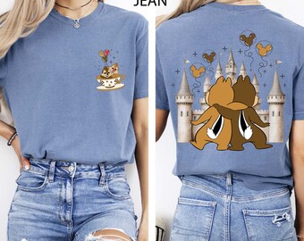 Camiseta dupla face Chip e Dale da Comfort Colors®, camiseta com balões do Chip e Dale, camiseta do Chip e Dale da Disney, camiseta combinando da Disney World