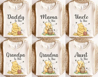 Camiseta de Winnie The Pooh "Mamá a Abeja", camiseta para mamá primeriza, camiseta de Disney "Mamá a Papá", sudadera de Disney "Embarazo", camiseta de Pooh "Papá a Abeja"