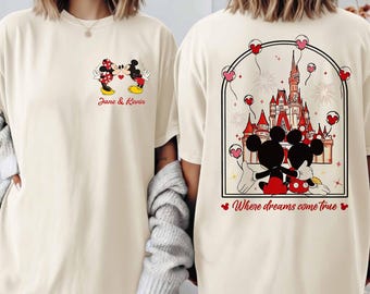Retro Disneyworld Mickey Minnie Valentine Shirt, Where Dreams Come True, Disneyland Valentine Couple Tee, Honeymoon Shirt, Disney Lover Tee