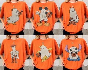 Camiseta de Halloween personalizada con personajes de Disney, camiseta de Mickey Fantasma, fiesta de Halloween de Mickey no tan aterrador, camiseta de viaje de Halloween de Disney