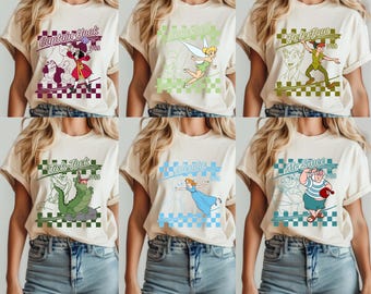 Peter Pan And Friends Checkered Shirt, Disneyland Family Matching Trip Shirt, Fantasyland Gift Tee