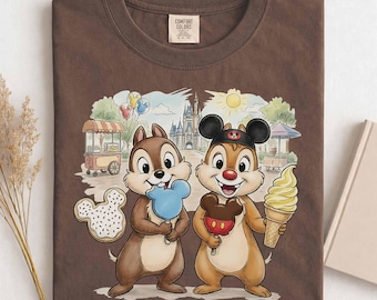 Camiseta divertida de Chip y Dale con aperitivos de Disneyland, camiseta de helado de Disney Park, camiseta de Chip y Dale Double Trouble, Magic Kingdom Family, Comfort Colors®