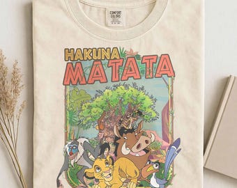 Camiseta vintage de la película El Rey León Hakuna Matata, camiseta de viaje familiar de vacaciones en tierra, camiseta de viaje al Reino Animal 2026, Simba Pumba Timón