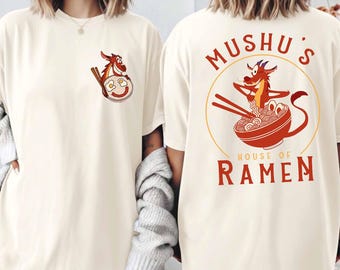Camiseta dupla face Disney Mushu's House Of Ramen, Camiseta retrô Mulan Mushu Dragon Comfort Colors®, Walt Disney World, Camiseta de férias na Disneylândia