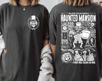 Camiseta Vintage Haunted Mansion de Duas Faces Comfort Colors®, Camiseta Stretching Room, Camiseta Haunted Mansion 1969, Camiseta para Viagem de Halloween à Disneylândia