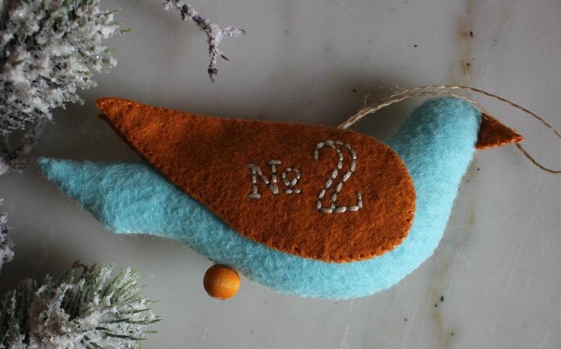 Twelve Days of Christmas felt ornament Day 2 Turtledove