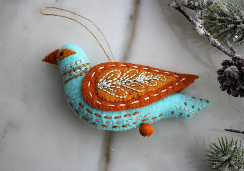 Twelve Days of Christmas felt ornament Day 2 Turtledove
