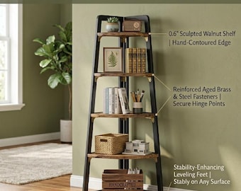 Corner Wooden Bookshelf Rack Space Saving Bookcase Storage Shelves Home Office Organizer