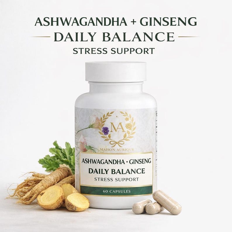 ASHWAGANDHA + GINSENG
DAILY BALANCE
STRESS SUPPORT
– maca
– ginseng root