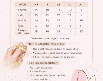 Press-On Nail Size Chart | Printable Nail Measurement Guide