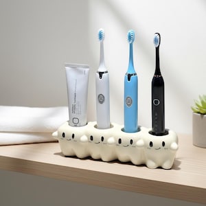 Keramisk tandborstehållare för barn, söt badrumsdekorationsorganisatör och rolig tandgåva för tandläkare eller familj