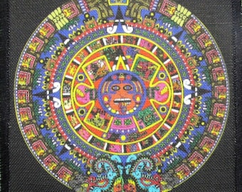 Printed Patch AZTEC CALENDAR Sew On -Jacket,Backpack Mayan Calendar small