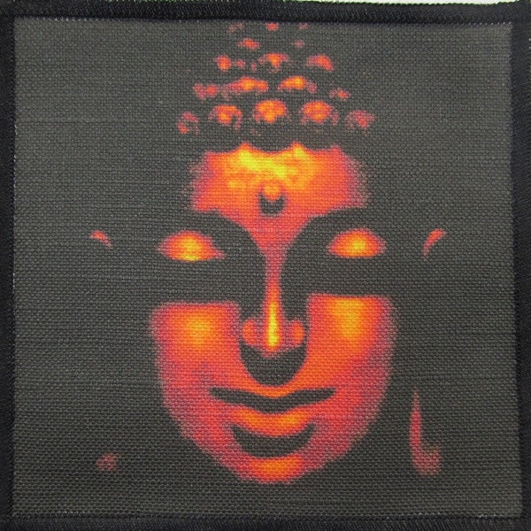 Printed Sew On Patch - BUDDHA FACE - Enigmatic Smile - Vest, Bag, Backpack, Jacket