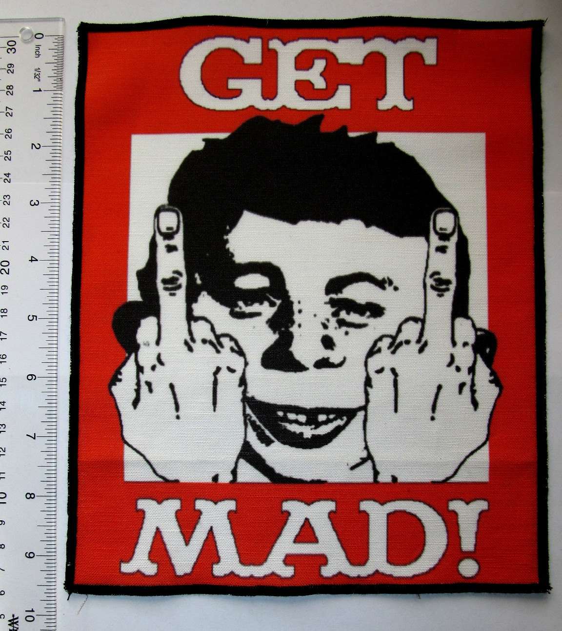 Printed Patch - Large Back GET MAD - Alfred E Neuman and Daddyo Fattyo are Pissed p538 Printed Patch - Large Back GET MAD - Alfred E Neuman and Daddyo Fattyo are Pissed p538