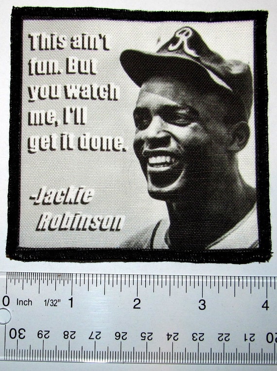 Sew On Jacket! Backpack Printed Patch JACKIE ROBINSON QUOTE 2 Vest Bag 