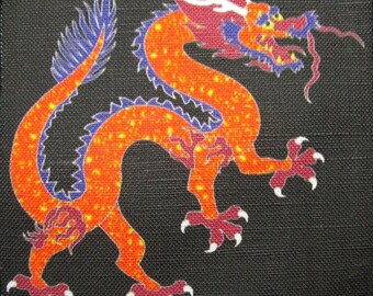 COLORED CHINESE DRAGON -  Printed Sew On Patch - Vest, Bag, Backpack, Jacket, T-Shirt