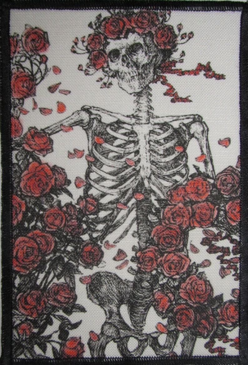 Printed Sew On Patch RUBIYAT SKELETON Grateful Dead Rosie Colored Medium image 1