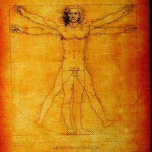 VITRUVIAN MAN - Leonardo Da Vinci - Printed Sew On Patch  - Medium Size -p562