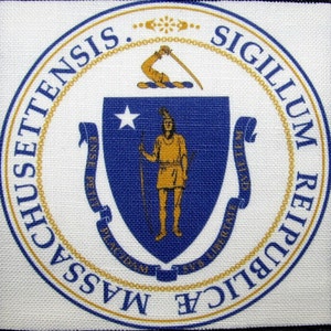 MASSACHUSETTS STATE SEAL - Vest, Bag, Backpack, Jacket - Printed Patch - Sew on - Display Your Travels