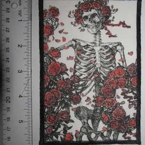 Printed Sew On Patch RUBIYAT SKELETON Grateful Dead Rosie Colored Medium image 2