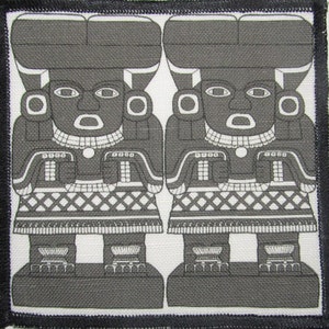 Printed Sew On Patch - CHALCHIUTLICUE - Aztec Stone Carvings