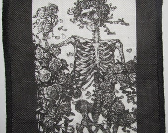 Gedruckter Aufnäher - RUBIYAT SKELETT - Grateful Dead Rosie - altes Bild p27