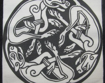 Gedruckter Aufnäher - CELTIC TRI-DOG - Weste, Tasche, Rucksack, Jacke, T-Shirt
