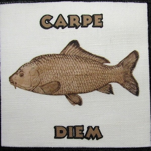 CARPE DIEM CARP -  Printed Sew On Patch - Vest, Bag, Backpack, Jacket, T-Shirt