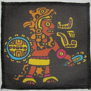 Bedrukte naaipatch - JAGUAR WARRIOR - Azteekse jaguar met wapens