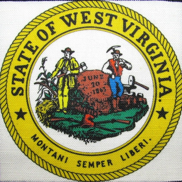 West Virginia STATE SEAL - Vest, Bag, Backpack, Jacket - Printed Patch - Sew on - Display Your Travels