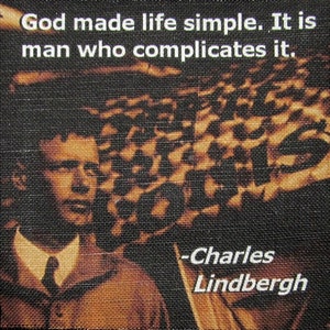 CHARLES LINDBERGH QUOTE - Printed Patch - Sew On - Vest, Bag, Backpack, Jacket p500