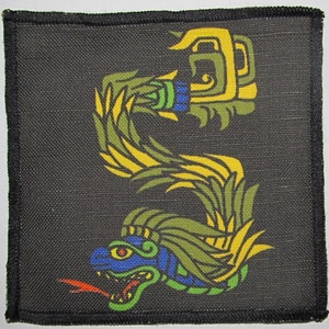 Printed Sew On Patch - AZTEC QUETZOCOATL SERPENT - Colorful History from Mexico