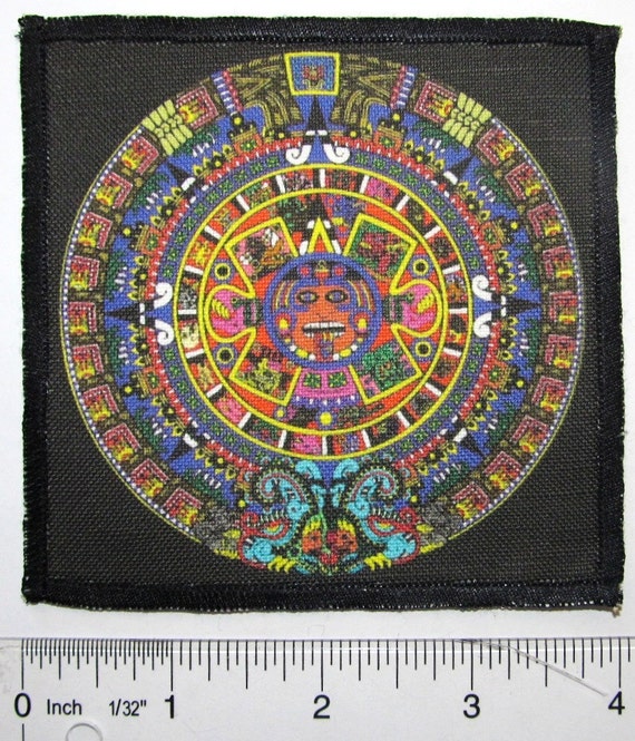 MAYAN DOOMSDAY CALENDAR PATCH embroidered ironon AZTEC SUN STONE
