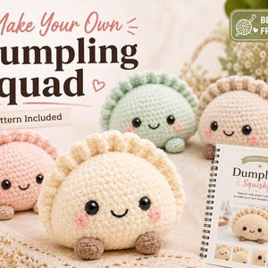 Viral Crochet Dumpling Squishy Pattern PDF | Beginner Crochet Amigurumi Food Plushie | Kawaii Dumpling Photo Tutorial