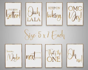Say Yes to the Dress Signs – Printable Wedding Dress Shopping Game | Golden Bridal Sign | 5x7 & 8.5x11 Inches | Instant Download