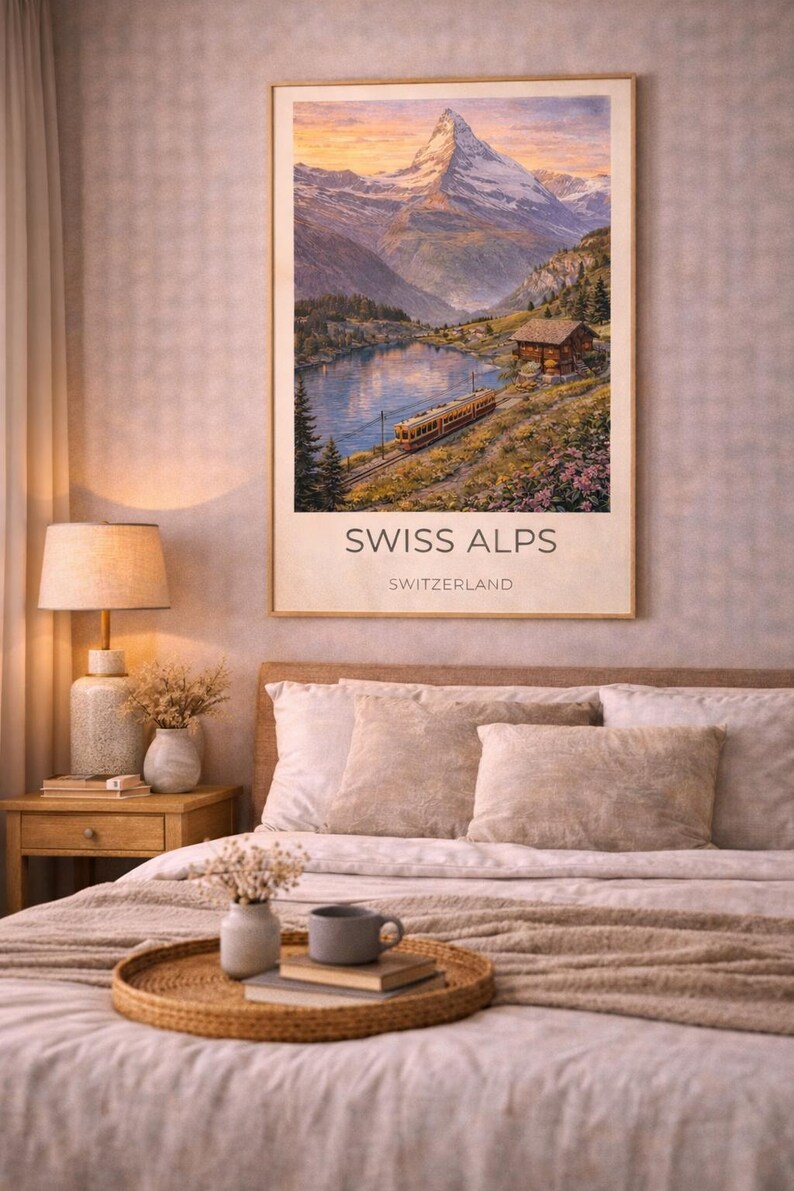 Swiss Alps Travel Poster Print, Digital Download, Printable Wall Art - Etsy
