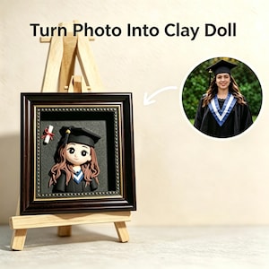 Aangepast kleiportret met fotolijst, gepersonaliseerd 3D-kleischilderij, handgemaakte kunst voor leraren, studenten en vrienden, afstudeercadeau