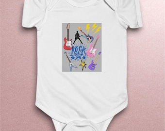 Body guitare rock pour bébé | Chemise en coton doux pour bébé musicien