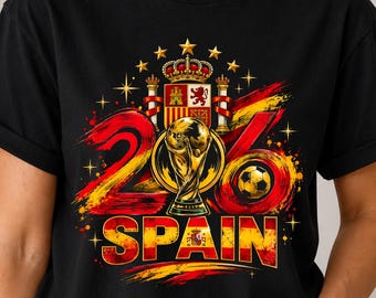 Copa do Mundo da Espanha PNG, Bandeira da Espanha PNG, Copa do Mundo de 2026 PNG, Design Vintage de Camisa de Futebol, Sublimação para Torcedores da Espanha, Download Digital, Espanha 2026