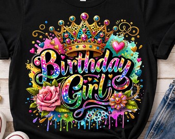 Geburtstagskind-PNG, Kokettes Geburtstags-PNG, Prinzessinnen-Geburtstags-Shirt-Design, Bunte Geburtstags-Sublimation, Digitaler Download Geburtstagskönigin-PNG