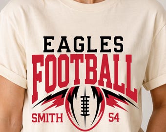Arquivo SVG e PNG personalizado com nome e número para camisa de time de futebol americano (Download digital)
