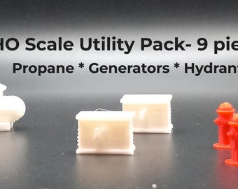 HO Scale Utility Pack – Propane Tanks, Generators & Fire Hydrants (1:87)
