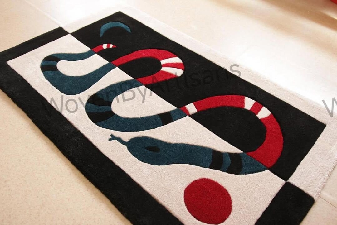 Hand Tufted Rug Snake Yin Yang Soft Plush Rug Handmade Wool Carpet - Etsy