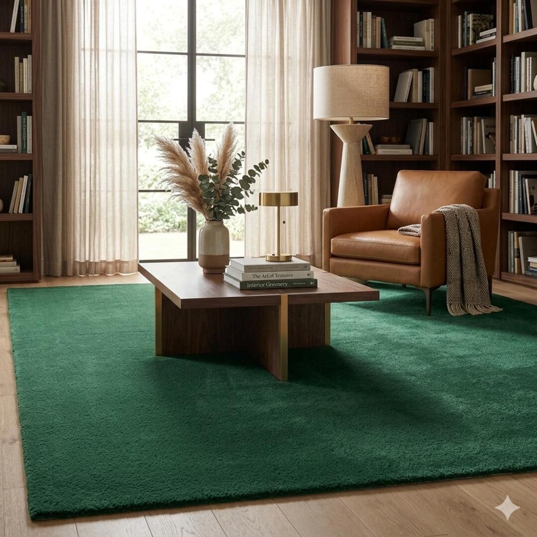 Emerald Green Rug | Hand Tufted | Wool | Living Room | 5x8 | Custom - Etsy
