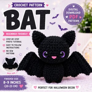 No Sew Crochet Bat Pattern | Beginner Amigurumi PDF (Digital Download)